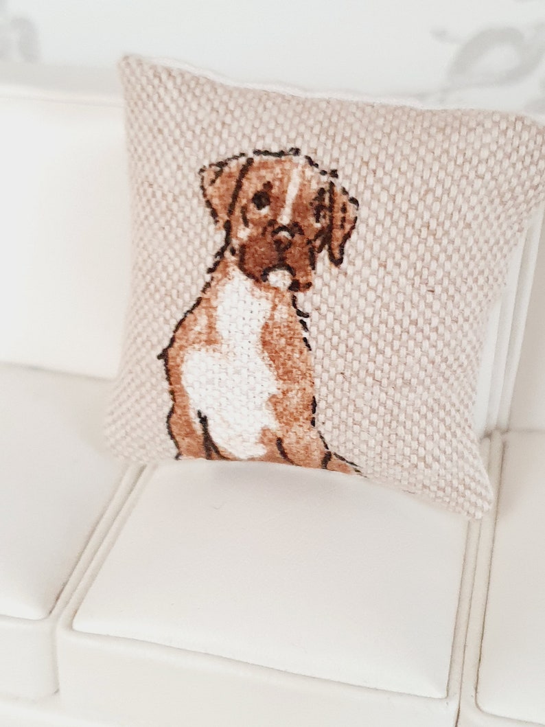 Dolls house 1x Dog cushion, Choice of Dog, 12th scale cushions, miniature cushion image 9