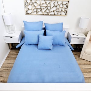Dolls House Double bedding set, 6 piece set, Choice of Colours, 12th scale, miniature bedding