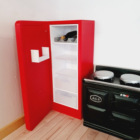 Puppenhaus-Kühlschrank 1:12 – Vierschichtig, Aus Holz, Realistisches Miniatur-Möbel
