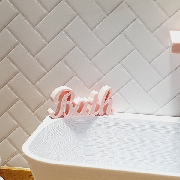 Dolls House Bath Sign, Freestanding Bath or Relax word, 12th scale, miniature words, 12th scale words, choice of colours