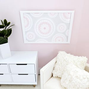 Dolls House Modern Framed Wall Art: Pink Circles Print, 12th Scale