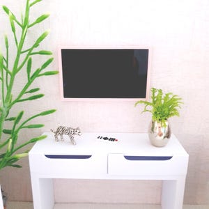 12th Scale, Modern Kitchen/ Bedroom Flatscreen Television with remote control, Dolls House, Miniature TV