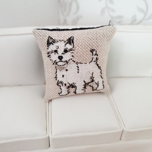 Dolls house 1x Dog cushion, Choice of Dog, 12th scale cushions, miniature cushion image 7