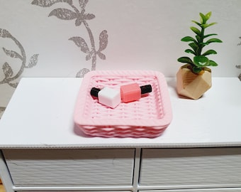 Dolls House Modern Rattan Tray, Choice of colours, 12th scale, miniature tray