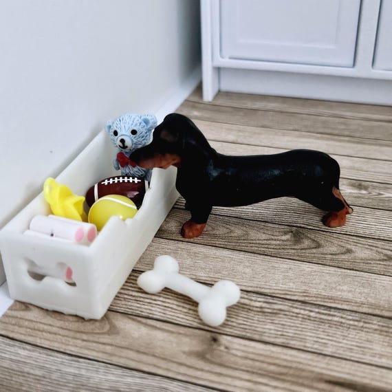 Dolls House Dog Toy Box: Miniature Toys, 12th Scale