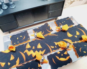 Dolls House Halloween Table Setting, Miniature Pumpkin Decor (1:12 Scale)