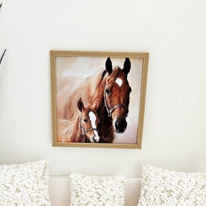 Dolls House Modern Framed Wall Art, 2x Horses picture, 12th scale, miniature wall picture for any room