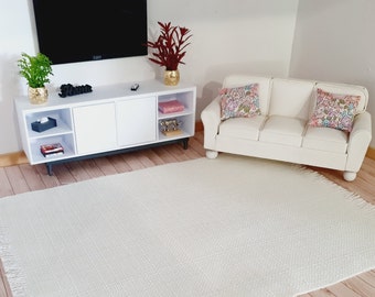 Tappeto grande bianco sporco per casa delle bambole, scala 1:12, tappeto in miniatura (RUG-EX)