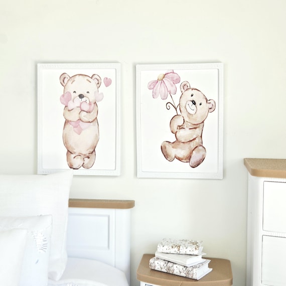 Dolls House 2x Teddy Bears Wall Art (1:12 Scale)
