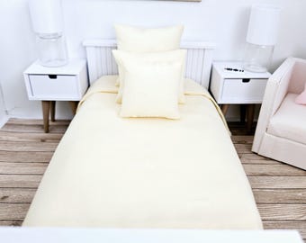 Dolls house Single bedding set, 4 piece set, 12th scale, miniature bedding