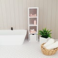 Dolls House Modern Bathroom Shelf Unit with 1 Storage Box, 1:12th Scale, Miniature shelf, Choice of Colours