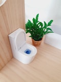 Dollhouse Modern Toilet: 12th Scale Miniature Bathroom with Cleaner