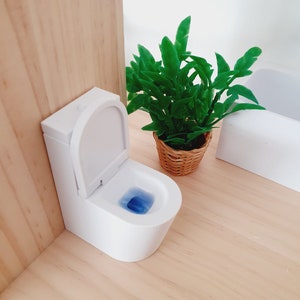 Dollhouse White Modern Toilet With Working Hinged Toilet Lid and Blue Toilet Cleaner 12th Scale Miniature Toilet Miniature Bathroom T3 Etsy UK