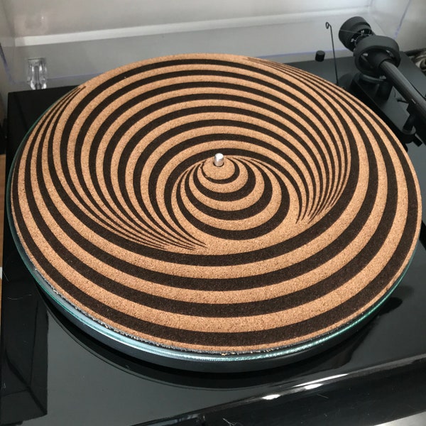 Cork Turntable | vinyl | record | Slip Mat | Vertigo Swirl | laser etched | record player | Audiophile slip mat | DJ