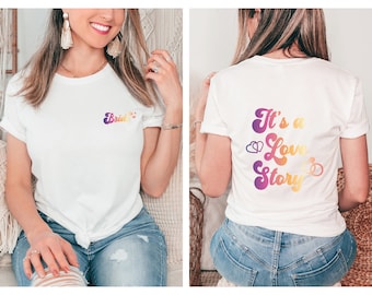 Camiseta de despedida de soltera de Love Story Bride Era