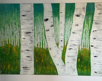 Birch tree forest - Original artwork