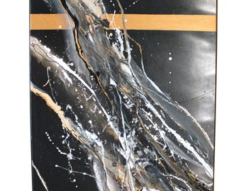 Unique abstract art "Zeus" | 70x100cm | Shadow joint frame
