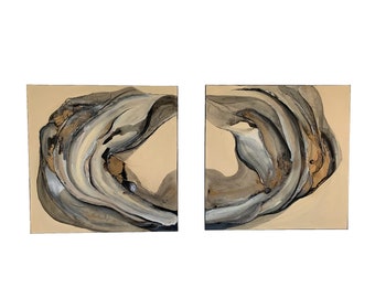 Abstract combination works "Intuition" | 2 works of 70 x 70 cm