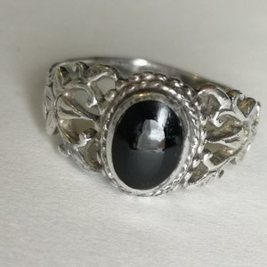 925 Sterling Silver & Black Onyx Ring Size 52