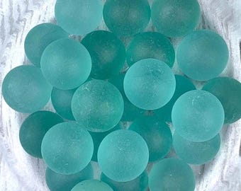 Seafoam sea glass style marbles for crafting, 25 pcs, +/-1/2" marbles, tumbled glass vase filler, marbles for games, coastal decor (I0258)