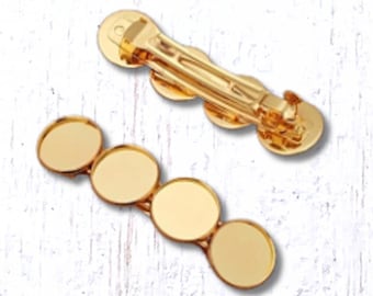 Set of 5 barrette blanks, snap on French clip findings with 20mm cabochon trays, 86mm x 22mm, clips with bezel for DIY crafts (B0085)