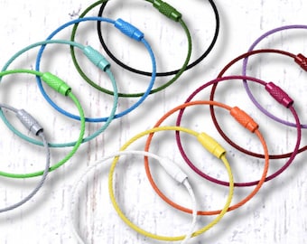 Beadable cable for DIY tumbler cup charms, set of 10, 15.5cm steel cable wire keychain with twist open ends, wire rings (D0165)