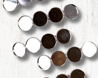 Set of 5 barrette blanks, snap on French clip findings with 20mm cabochon trays, 86mm x 22mm, clips with bezel for DIY crafts (B0085)