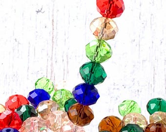 Faceted glass rondelle beads for jewelry, 11x8mm, 1.3-1.5mm hole, 20 or 40 pcs (A0060)