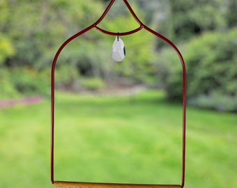 Ruby red hummingbird swing for garden, bird swing perch for outdoors, hummingbird gifts for mom, hummingbird lover gift, feeder accessory