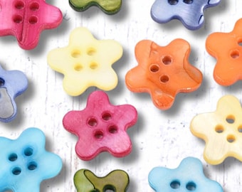 10 pcs freshwater shell flower buttons, 5 petal flower shape, 13mm 4-hole for button art, sewing, card embellishments