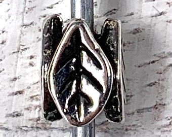 Metal leaf spacer beads, tiny antique silver 4-sided leaf beads for jewelry, nature-inspired nesting spacer beads, 7x5mm, 2.5mm hole, 20 pcs