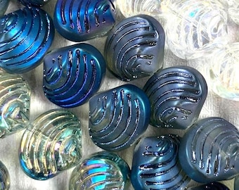 Glass clam shell beads, 32 or 50 pcs, 14x11 mm, ocean themed seashell beads for necklace bracelet, beachy jewelry making beads (A0047)