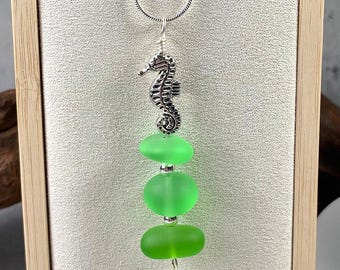 Sea horse seaglass necklace, recycled glass jewelry, beach wedding accessories, bridesmaid gift, simplistic necklace everyday gifts under 30