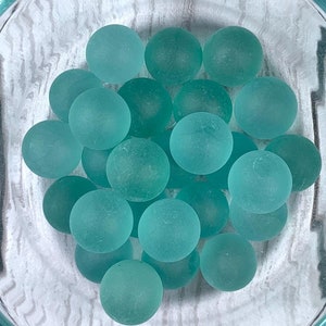 Seafoam sea glass marbles for crafting, tumbled glass vase filler, cultured sea glass 1/2&quot; marbles for coastal decor and crafts, 25 pcs