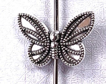 Metal butterfly spacer beads, insect beads for bracelets, cute alloy beads for jewelry, antique silver spacers 20x13mm, 1.5mm hole, 20 pcs