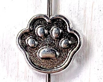 20 metal paw print beads, silver alloy dog paw beads for jewelry, animal paw print spacer bead, DIY animal lover gift, 14.5x13mm, 1.5mm hole