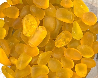 Orange sea glass style stones, approx. 4oz / 80-100pcs, 8-17 mm small tumbled glass pebbles for vase filler, matte glass rocks for crafts