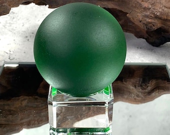 Green sea glass style orb, approx 1.8" frosted glass orb, accent for table trays, coastal decor, sea glass lover gift
