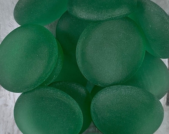 Large green frosted sea glass gems, mosaic glass for crafting, sea glass for crafts, tumbled glass vase filler, beachy home decor, 15 pcs