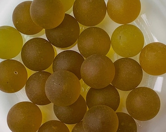 Golden tumbled sea glass marbles, sea glass balls for earrings, jewelry making supplies, pendant making necklace, unique gold glass 25 pcs