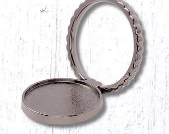 Cell phone ring grip, customizable blank for crafts, adhesive alloy cell phone stand, cabochon bezel tray for resin crafts (B0084)