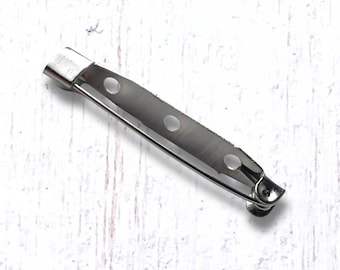 Silver back bar pins with 3 holes, 10 pcs, 35x6mm, DIY brooch findings for decorative pins, iron safety pin fasteners
