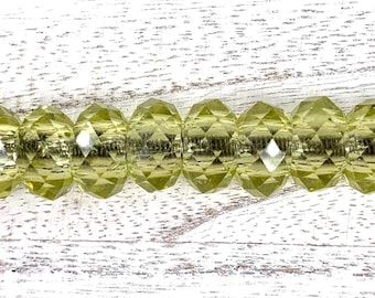 Large hole yellow glass faceted beads, yellow faceted no metal core for DIY bracelets or garden stakes, European glass sparkly beads 10 pc