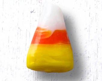 Glass candy corn beads, 10 pcs, 15.5x11 mm, lampwork candy beads for Halloween crafts, autumn themed jewelry beads