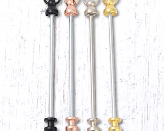 10 beadable blank bars with pointed end, add a bead, posts for keychains, bookmarks, 3.25" long, 2.1mm post (D0164)