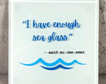 Funny glass tile magnet for fridge, sea glass hunting beach lover gift, beach glass beachcomber magnet, seaglass lover gift under 15 dollars