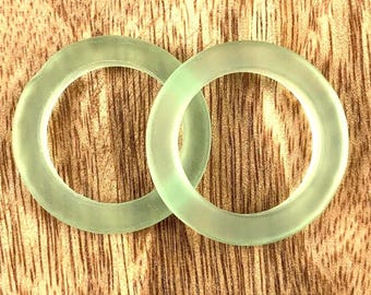 Sea glass style circle ring beads, 2 pcs, 27mm large hole glass beads, beach style linking rings for jewelry making, CLOSEOUT (C0136)