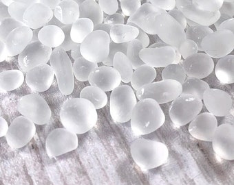 White sea glass stones for sea glass art, tumbled glass pebbles for vase filler, matte glass rocks, glass for crafting, approx. 4 oz / 112 g