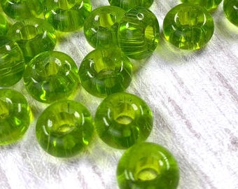Large hole glass spacer beads for beadable pens, 50g (appox. 50 beads) ~10mm with 3mm hole seed beads, mulitple color options, CLOSEOUT