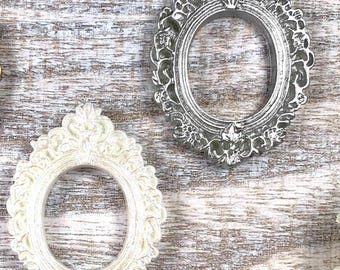 Set of 6 mini oval frames for crafts, silver or white ornate resin frames for mini art, dollhouse miniatures for art approx. 1.4x1.9"